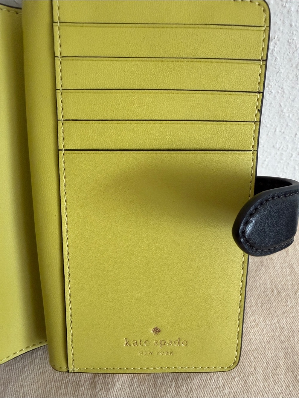 Kate Spade Black Leather Continental Wallet with Gold Logo - Picture 5 of 8